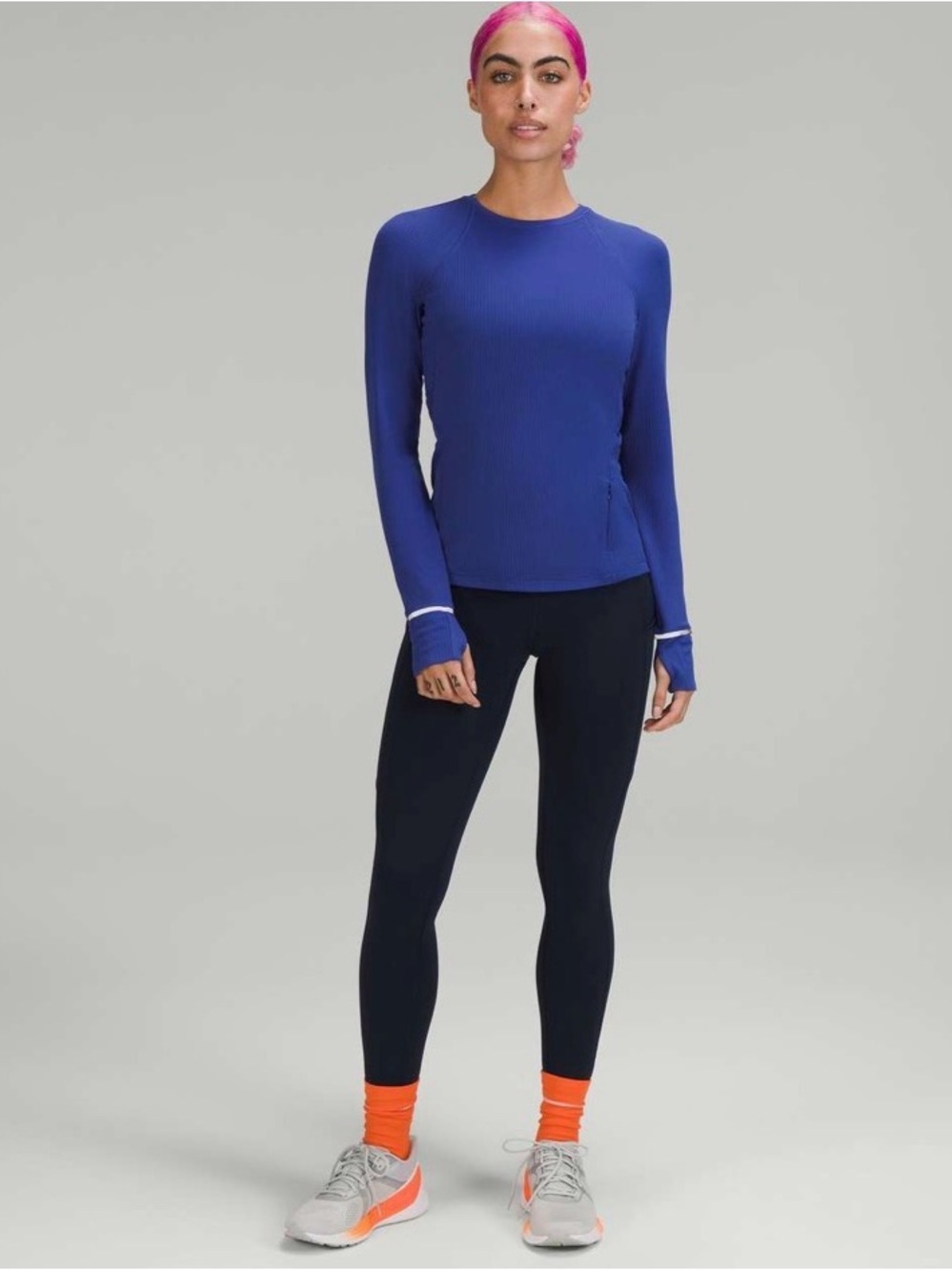 Lululemon Its Rulu Run Ribbed Long Sleeve Shirt Blue Size 14